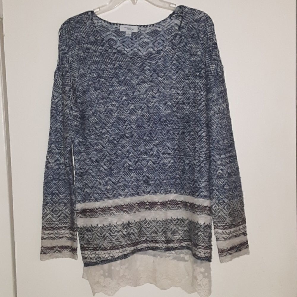 Indigo Knit Blue Sweater Top Size Large